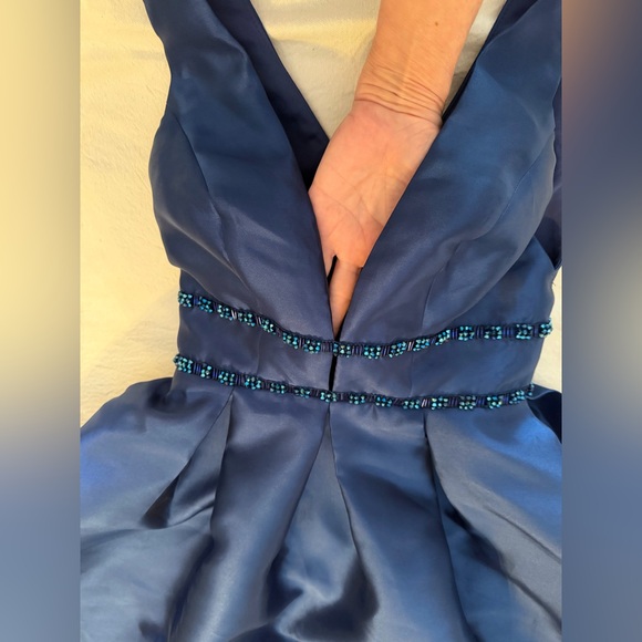 Elegant Moonlight Dance Navy Blue Beaded High-Low Maxi Dress-Used once-Great Con - Picture 7 of 15